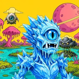 Oozlings #8271, Ice Cyclops · Turquoise Swamp