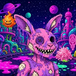 Oozlings #8280, Zombie Bunny · Neon City