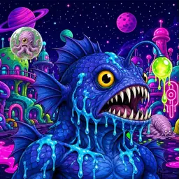 Oozlings #8294, Anglerfish · Neon City