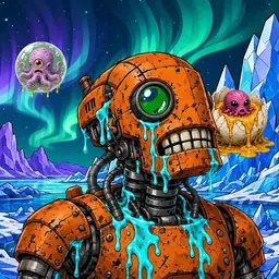 Oozlings #8308, Rusty Robot · Aurora Ice