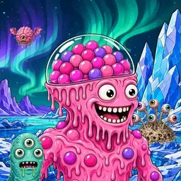 Oozlings #831, Gumball Brain · Aurora Ice