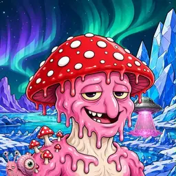 Oozlings #8317, Mushroom Head · Aurora Ice
