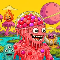 Oozlings #8329, Mutated Gumball Brain · Turquoise Swamp