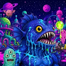 Oozlings #8332, Anglerfish · Neon City
