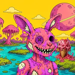 Oozlings #8348, Mutated Zombie Bunny · Turquoise Swamp