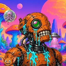 Oozlings #836, Rusty Robot · Mushroom Desert