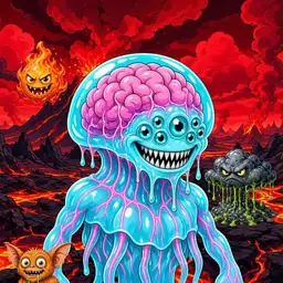 Oozlings #8362, Jellyfish Brain · Lava Fields