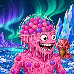 Oozlings #837, Gumball Brain · Aurora Ice