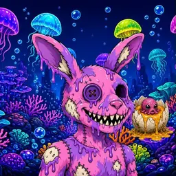 Oozlings #8370, Zombie Bunny · Glow Reef