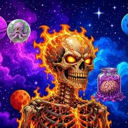 Oozlings #8376, Fire Skull · Void Nebula