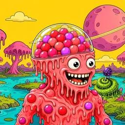 Oozlings #8383, Mutated Gumball Brain · Turquoise Swamp
