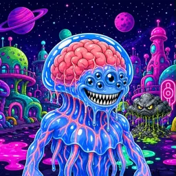 Oozlings #8391, Mutated Jellyfish Brain · Neon City