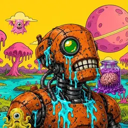 Oozlings #8395, Rusty Robot · Turquoise Swamp