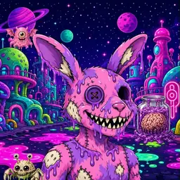 Oozlings #8402, Zombie Bunny · Neon City
