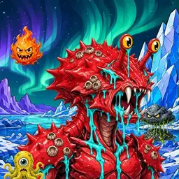 Oozlings #8406, Crab · Aurora Ice