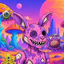 Oozlings #8417, Zombie Bunny · Mushroom Desert