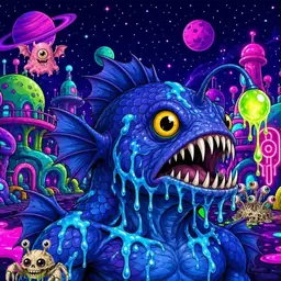 Oozlings #8424, Anglerfish · Neon City
