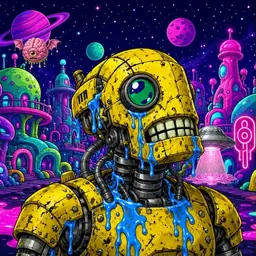 Oozlings #8425, Mutated Rusty Robot · Neon City