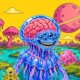 Oozlings #8431, Mutated Jellyfish Brain · Turquoise Swamp