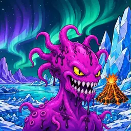 Oozlings #8433, Squid · Aurora Ice