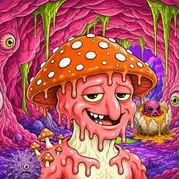 Oozlings #8438, Mutated Mushroom Head · Flesh Cave