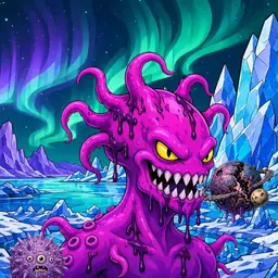 Oozlings #8439, Squid · Aurora Ice