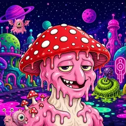 Oozlings #8454, Mushroom Head · Neon City