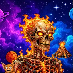Oozlings #8464, Fire Skull · Void Nebula