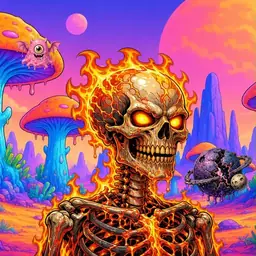 Oozlings #847, Fire Skull · Mushroom Desert