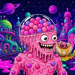 Oozlings #8470, Gumball Brain · Neon City