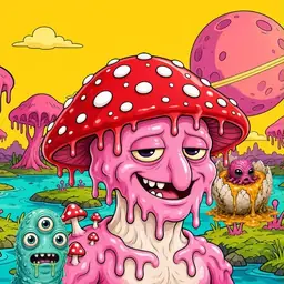Oozlings #8478, Mushroom Head · Turquoise Swamp