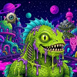 Oozlings #8481, Swamp Fish · Neon City
