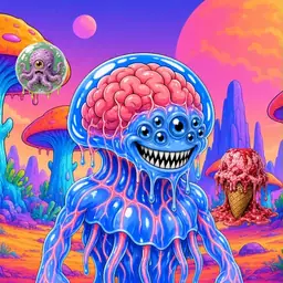 Oozlings #8488, Mutated Jellyfish Brain · Mushroom Desert