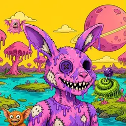 Oozlings #8499, Zombie Bunny · Turquoise Swamp