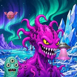 Oozlings #8510, Squid · Aurora Ice