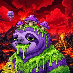Oozlings #8513, Slime Sloth · Lava Fields