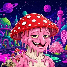Oozlings #8518, Mushroom Head · Neon City