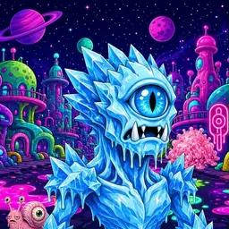 Oozlings #8521, Ice Cyclops · Neon City
