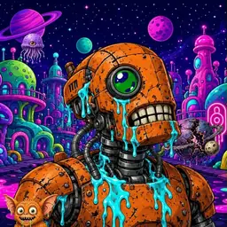 Oozlings #8526, Rusty Robot · Neon City