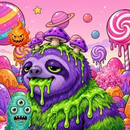 Oozlings #8527, Slime Sloth · Candy Planet