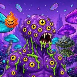 Oozlings #8537, Eyeball Cluster · Fungus Forest