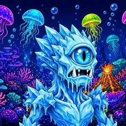 Oozlings #8541, Ice Cyclops · Glow Reef