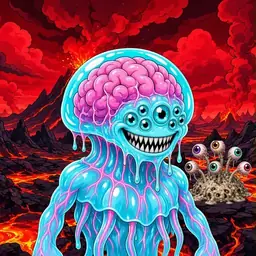 Oozlings #8543, Jellyfish Brain · Lava Fields