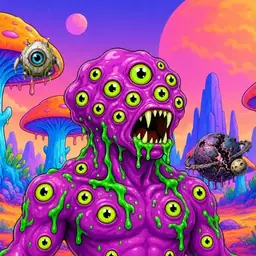 Oozlings #8547, Mutated Eyeball Cluster · Mushroom Desert