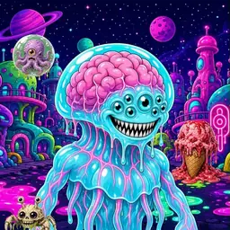 Oozlings #8550, Jellyfish Brain · Neon City
