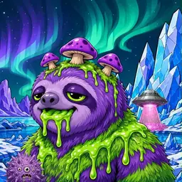 Oozlings #8556, Slime Sloth · Aurora Ice