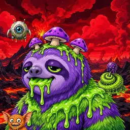 Oozlings #8557, Slime Sloth · Lava Fields
