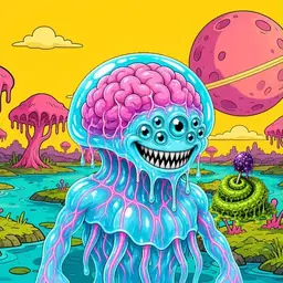 Oozlings #8564, Jellyfish Brain · Turquoise Swamp