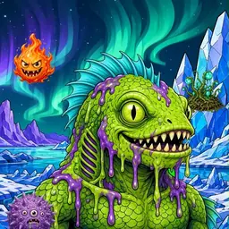Oozlings #8566, Swamp Fish · Aurora Ice