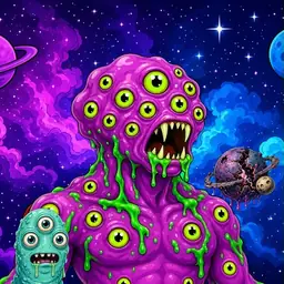 Oozlings #857, Mutated Eyeball Cluster · Void Nebula